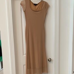 See You Monday Tan nude Mesh maxi dress small NWOT